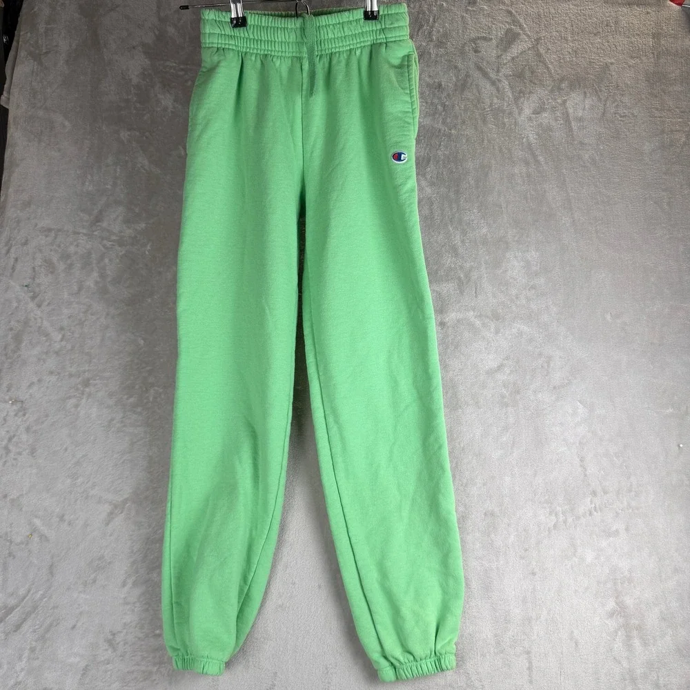 Champion Womens XS Green Jogger Sweatpants High Rise Fleece Lined Drawstring